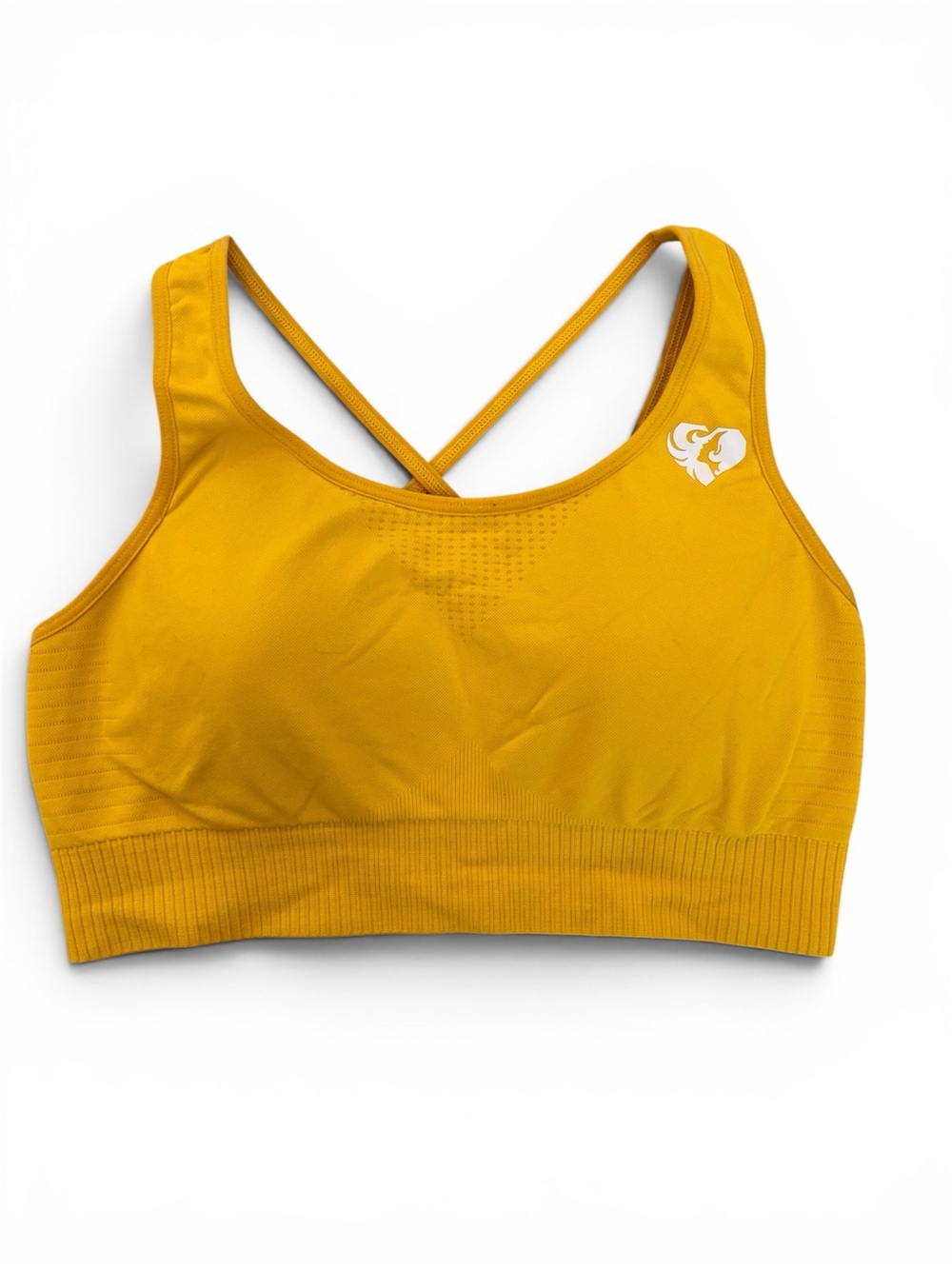 Mustard Yellow Gymshark Seamless Sports Bra with Crossback Straps